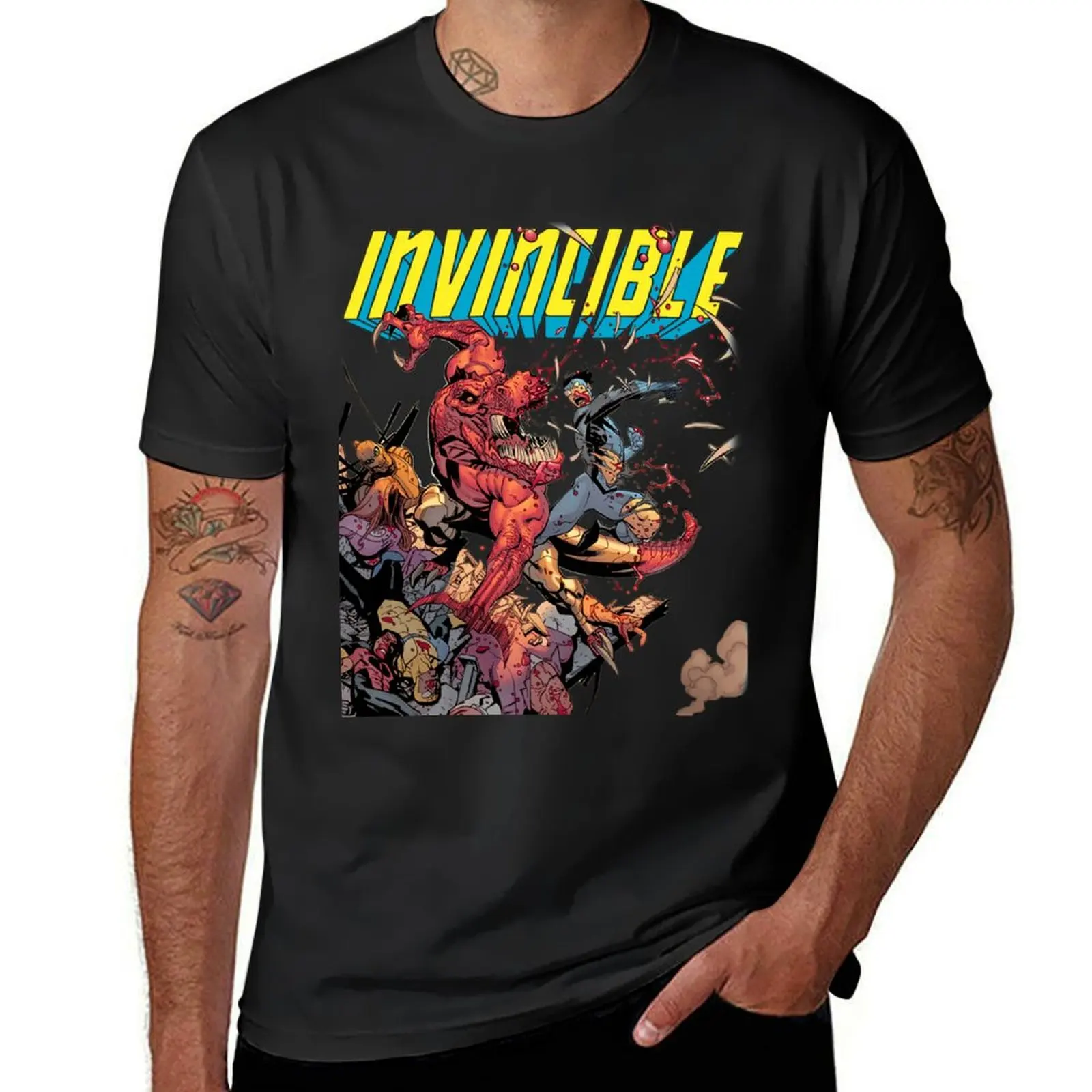 Invincible Vs Alien T-Shirt vintage clothes graphics plain fitted t shirts for men