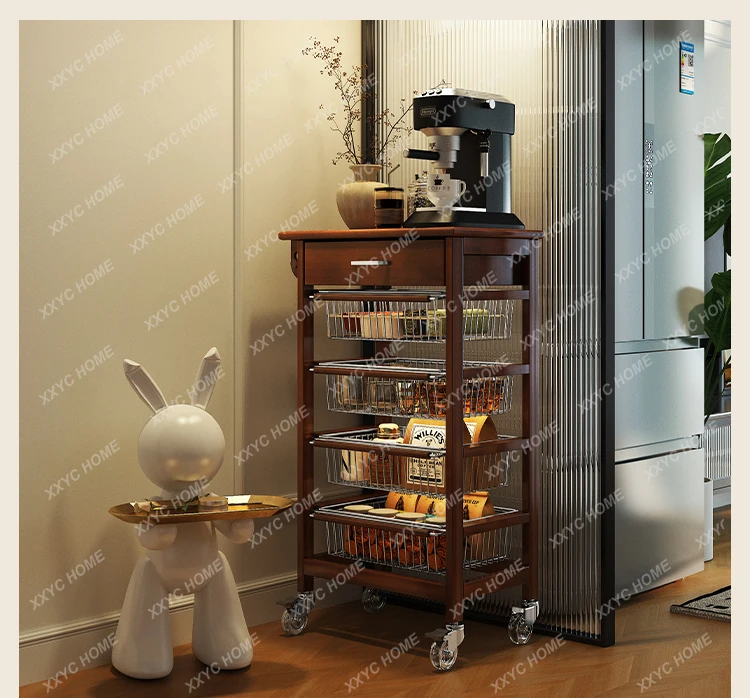 TY Medieval shelf Floor-to-ceiling dining side cabinet Multi-layer drawer storage Fruit and vegetable storage rack Mobile cart