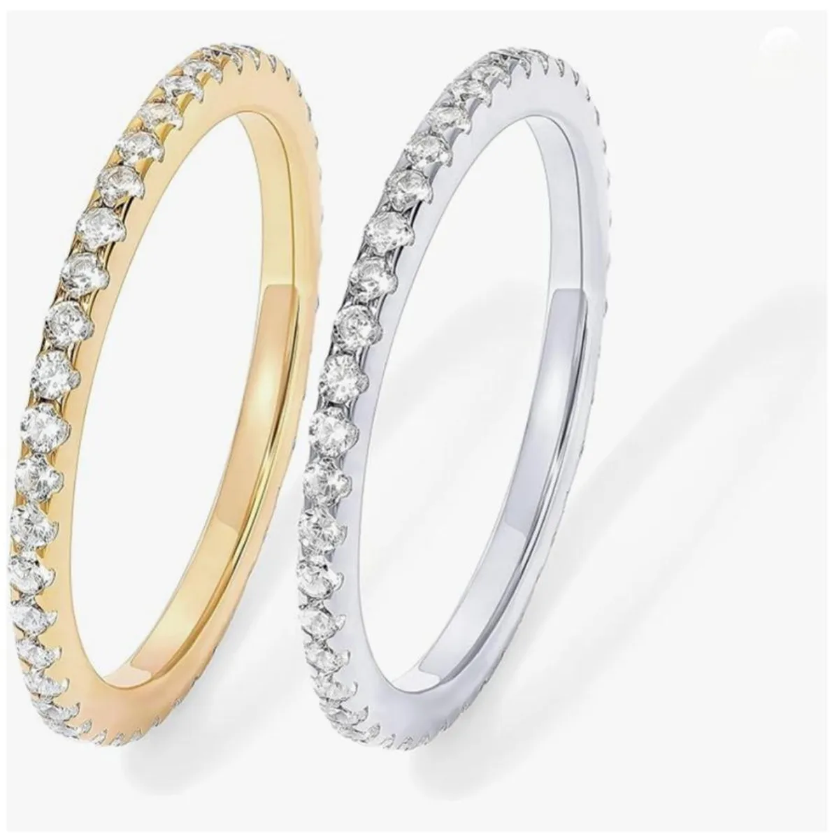 

925 Silver Plated 14K Gold Moissanite Full Eternity Ring 1.8mm Custom Wedding Ring Valentine's Day Gift