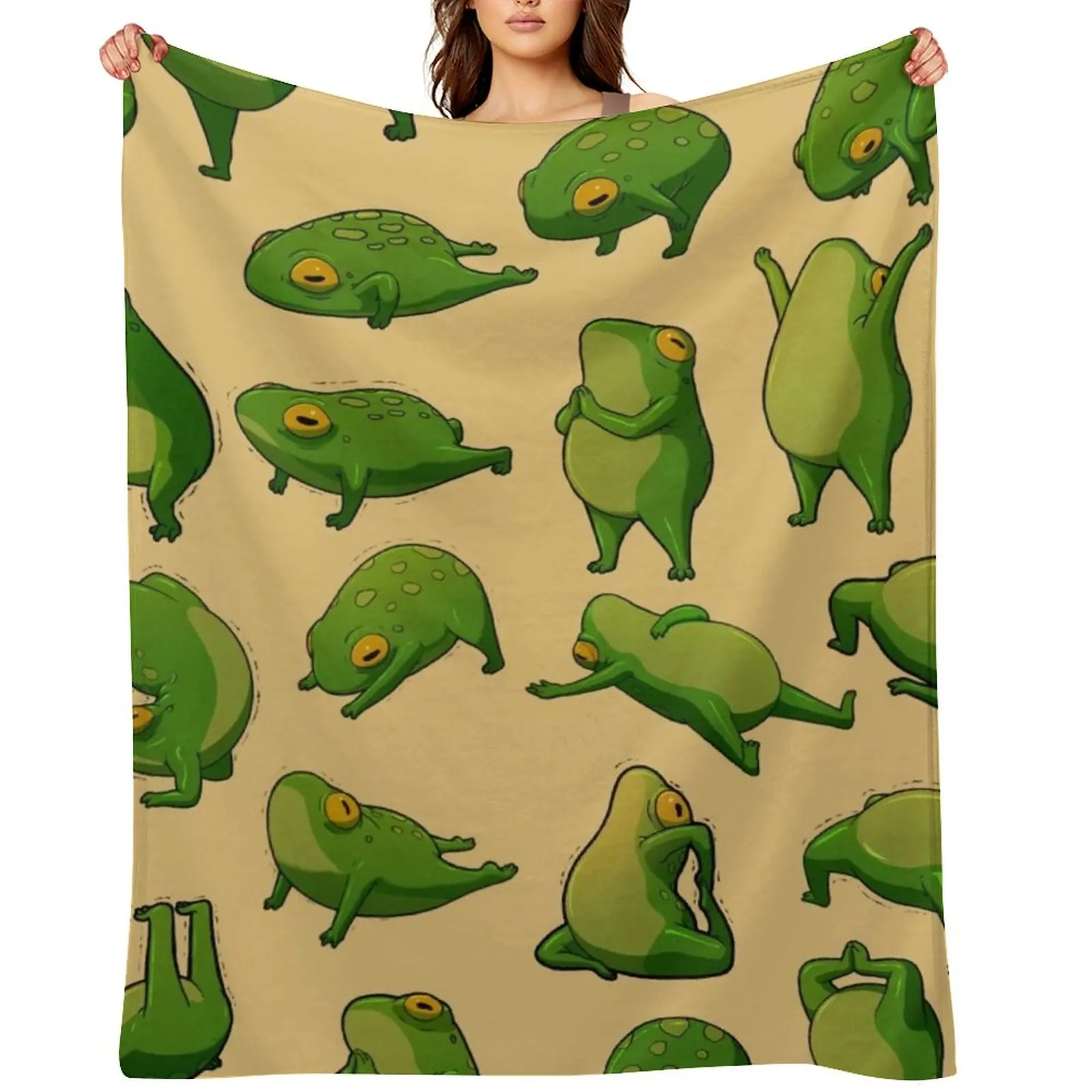 

Yoga Frogs Poster With Text Throw Blanket Loose heavy to sleep Thins Beautifuls Blankets