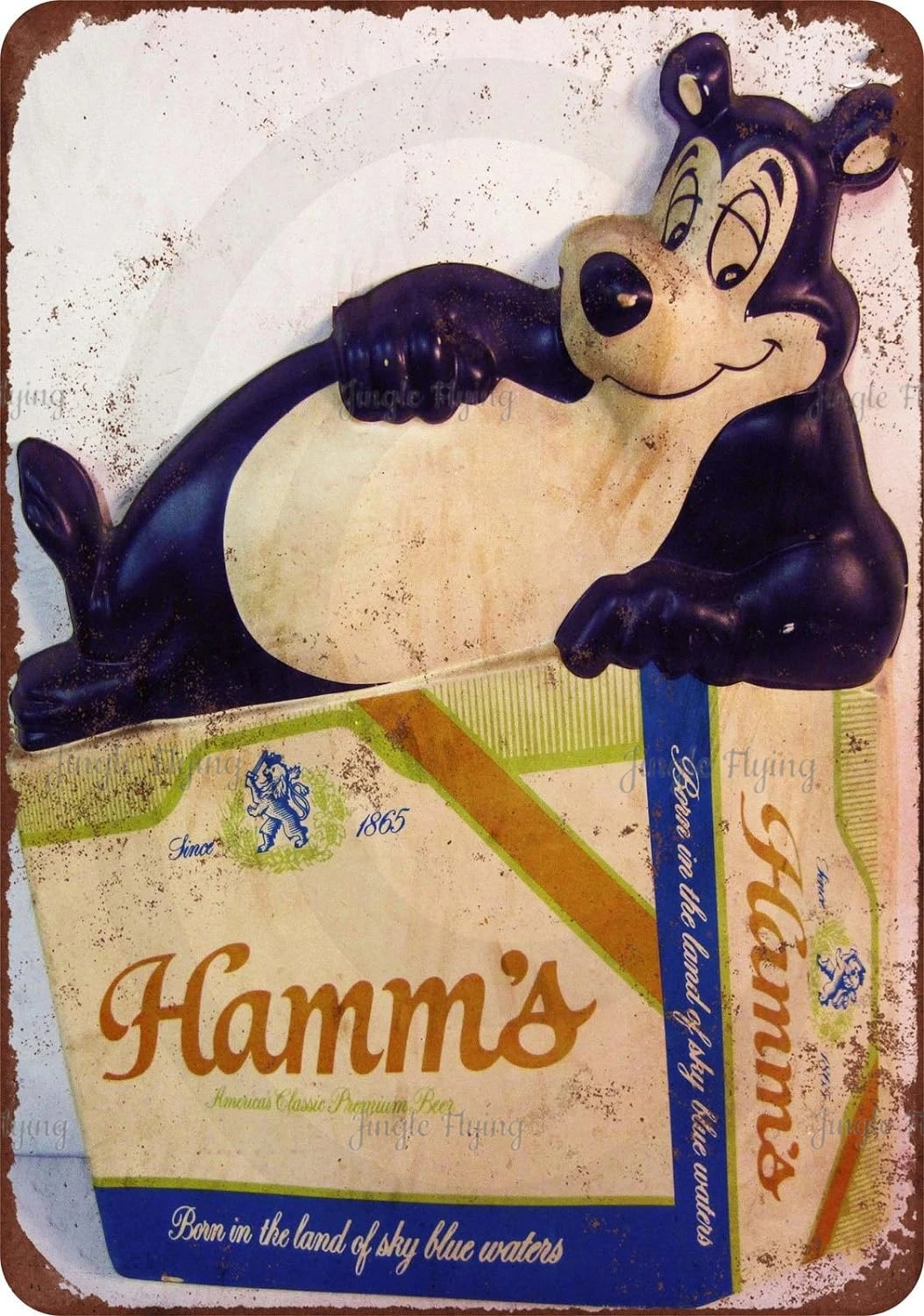 Kraze 1956 Hamms Beer Bears Unoopler Fishing Reproduction Metal Sign Vintage Look Football Drinking Wall Road