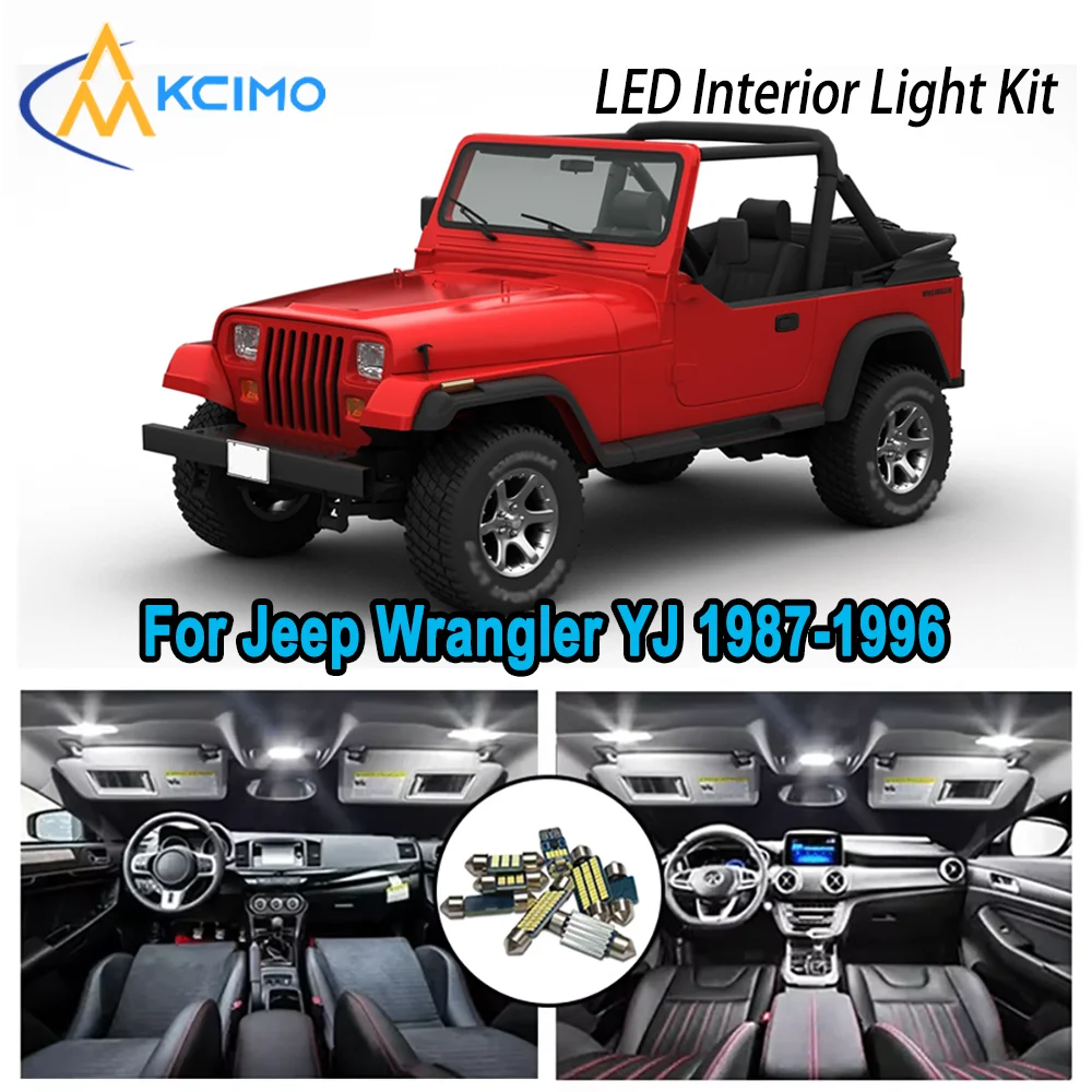 

High-Quality LED Interior Kit for Jeep Wrangler YJ 1987-1996 1988 1989 1990 Premium Error-Free Dome Map Trunk Automotive Lamps