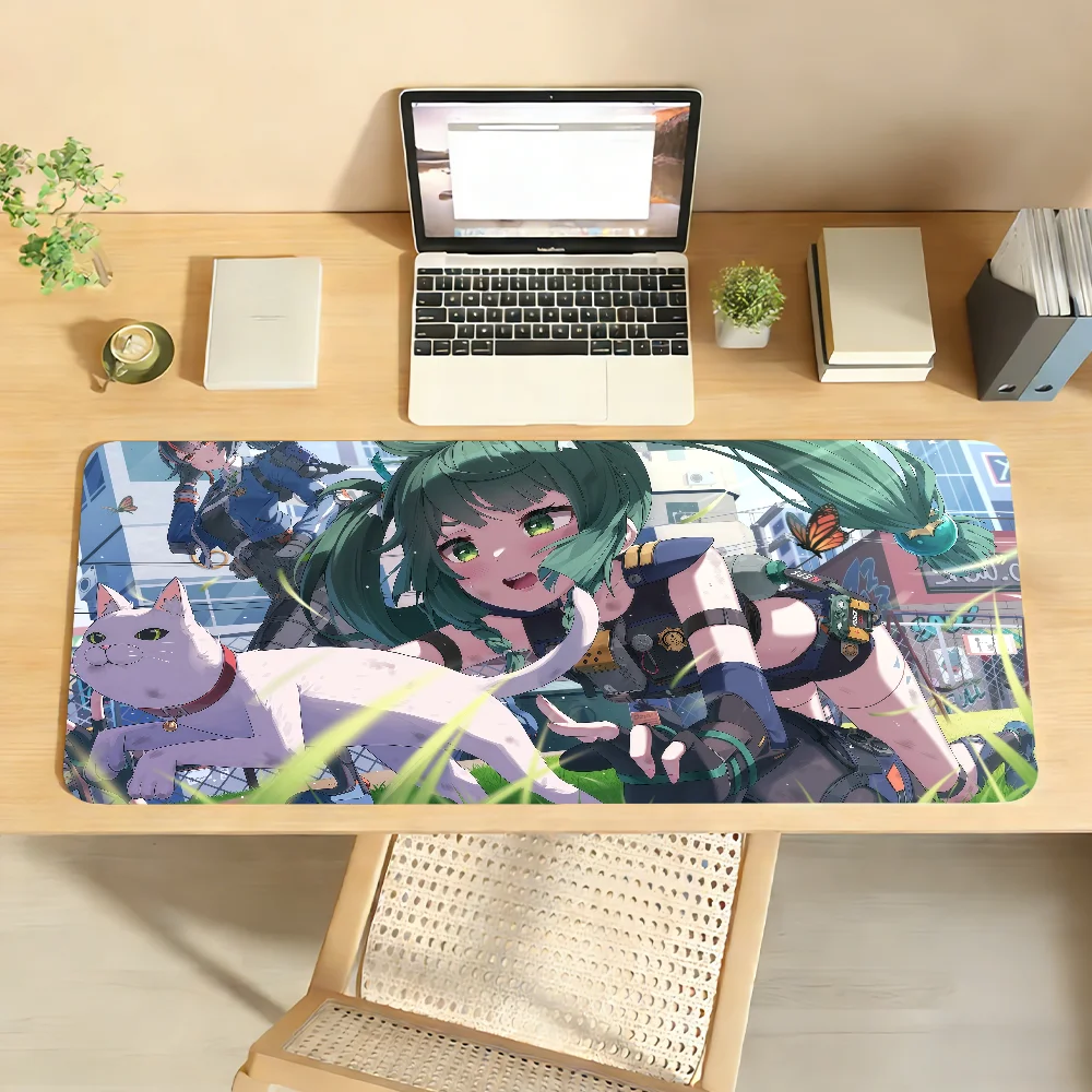 Zenless Zone Zero Qingyi Mouse Pad Non-slip Locking Edge DeskMat PC Laptop Accessories Rubber Office Keyboard Game 350x900x3mm