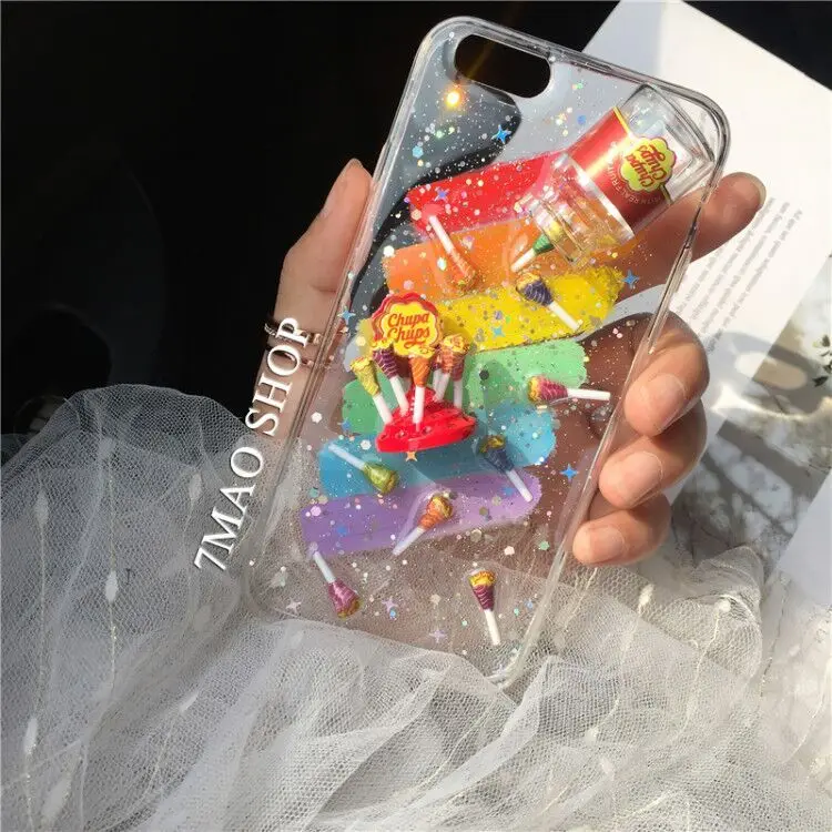 

Fun lollipop iPhone 11pro phone case xsmax hand drawn 7/8plus drip glue xr/xs full pack 6s 14/15 Pro phone case