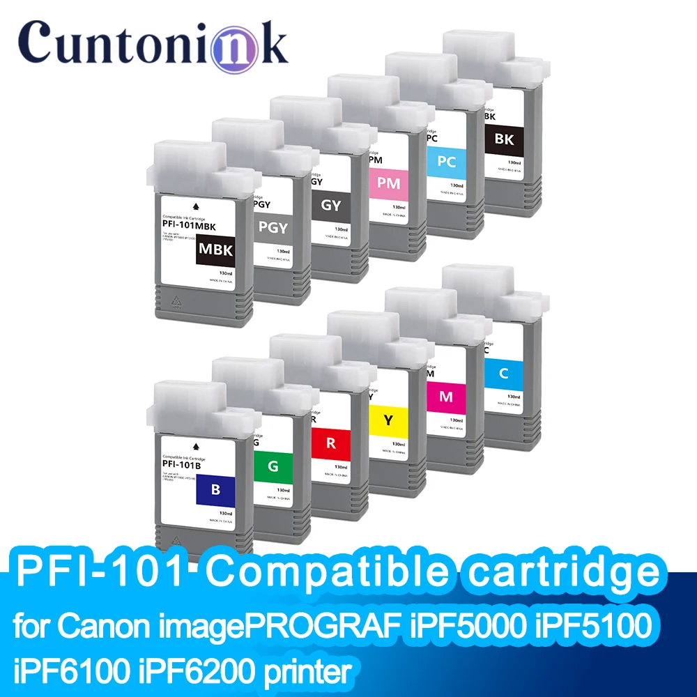 PFI-101 Compatible Ink Cartridge 130ml With Pigment Ink With Chip for Canon ImagePROGRAF IPF5000 IPF5100 IPF6100 IPF6200 Printer
