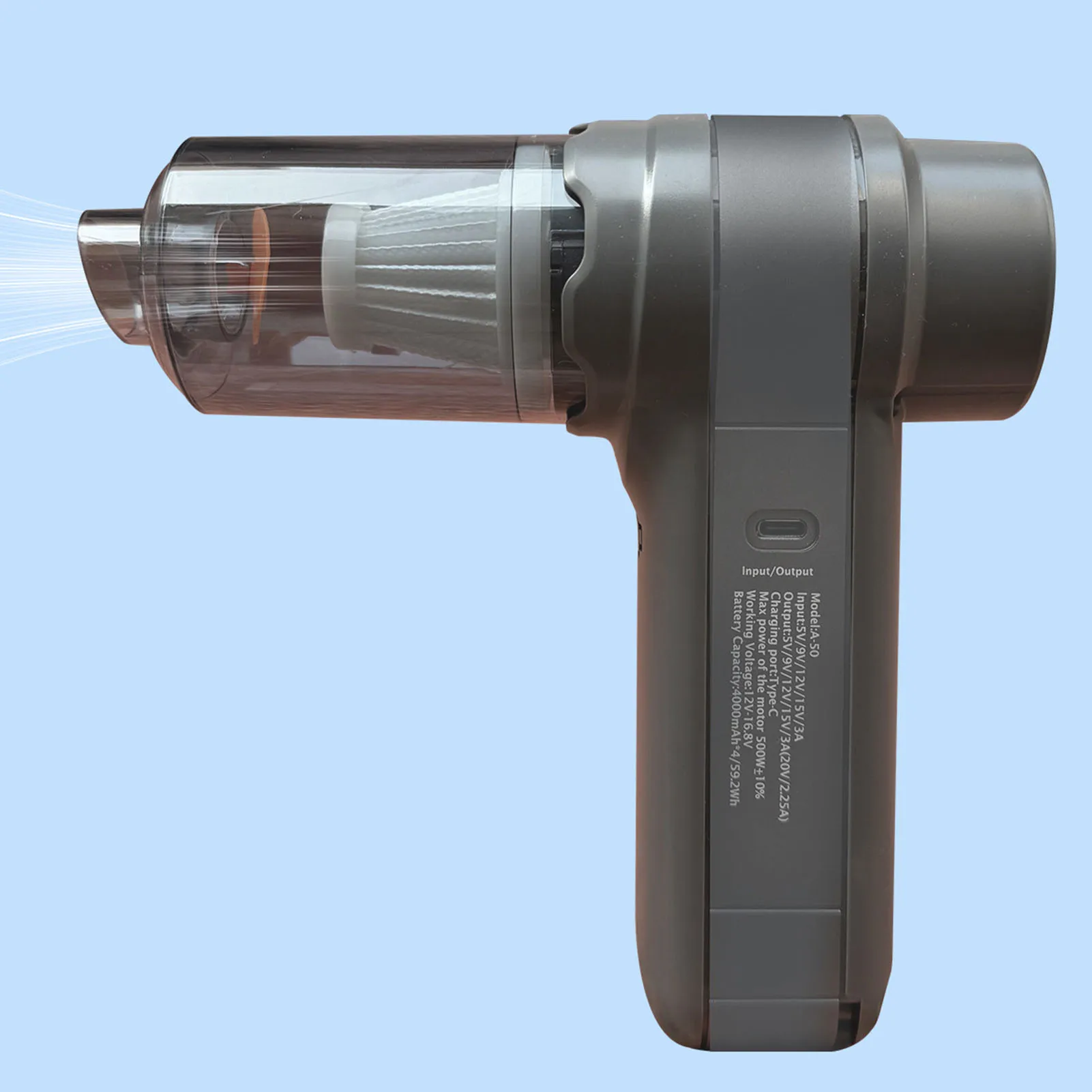 منفاخ هواء محمول 500000 دورة في الدقيقة 50 مللي متر محرك بدون فرشاة منفضة هواء كهربائية مضادة للانزلاق مقبض مقاوم للحرارة USB قابلة للشحن للسيارة