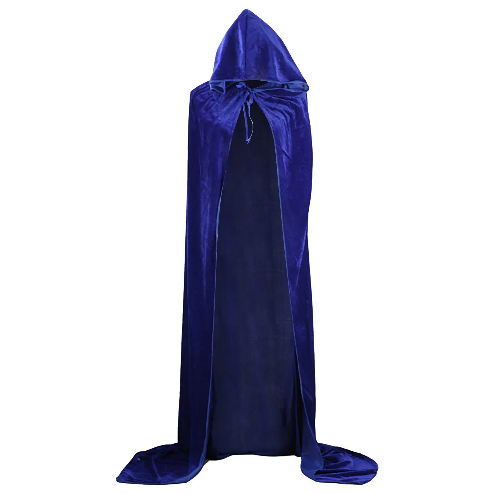 Vintage Man Woman Unisex Solid Color Velvet Cloak Cape Hooded Medieval Costume Witch Wicca Vampire Pirate Cosplay Costume 2024