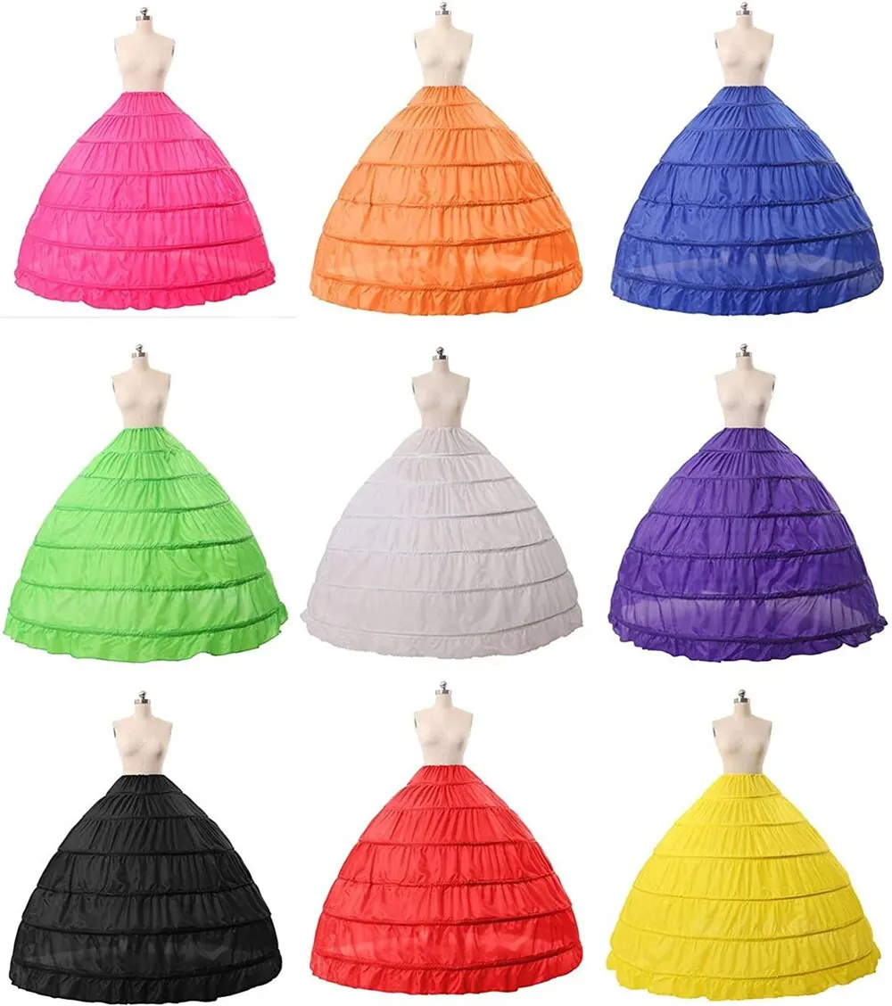 

6 Hoops Wedding Accessories Bride Prom Dress Crinoline Ball Gown Wedding Petticoat Fluffy Underskirt Mariage Half Slips Gown