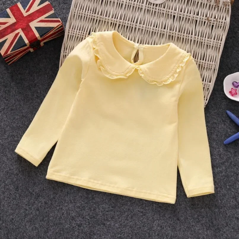 New Spring Autumn Baby Toddler Clothes School Girls White Blouse Cotton Girls Shirt Tops Kids Shirts Girl Shirts Long Sleeve