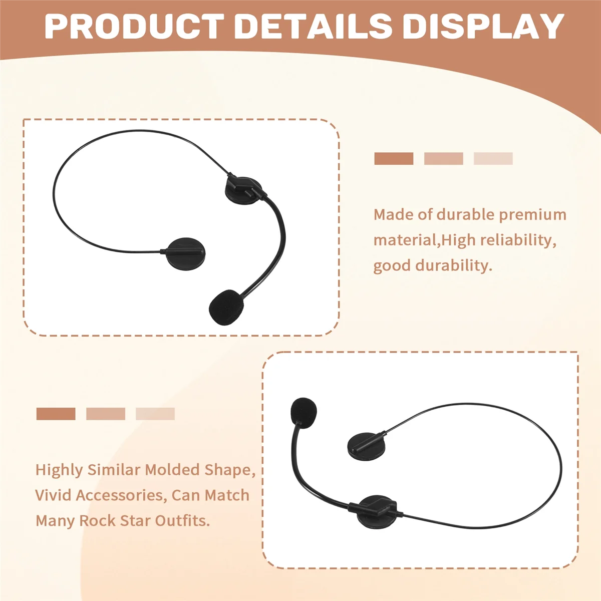 

ABKM 2PCS Cosplay Headphones Accessories Fake Microphone Headphones for Rock Star Singer Decor for Halloween Party Up Props