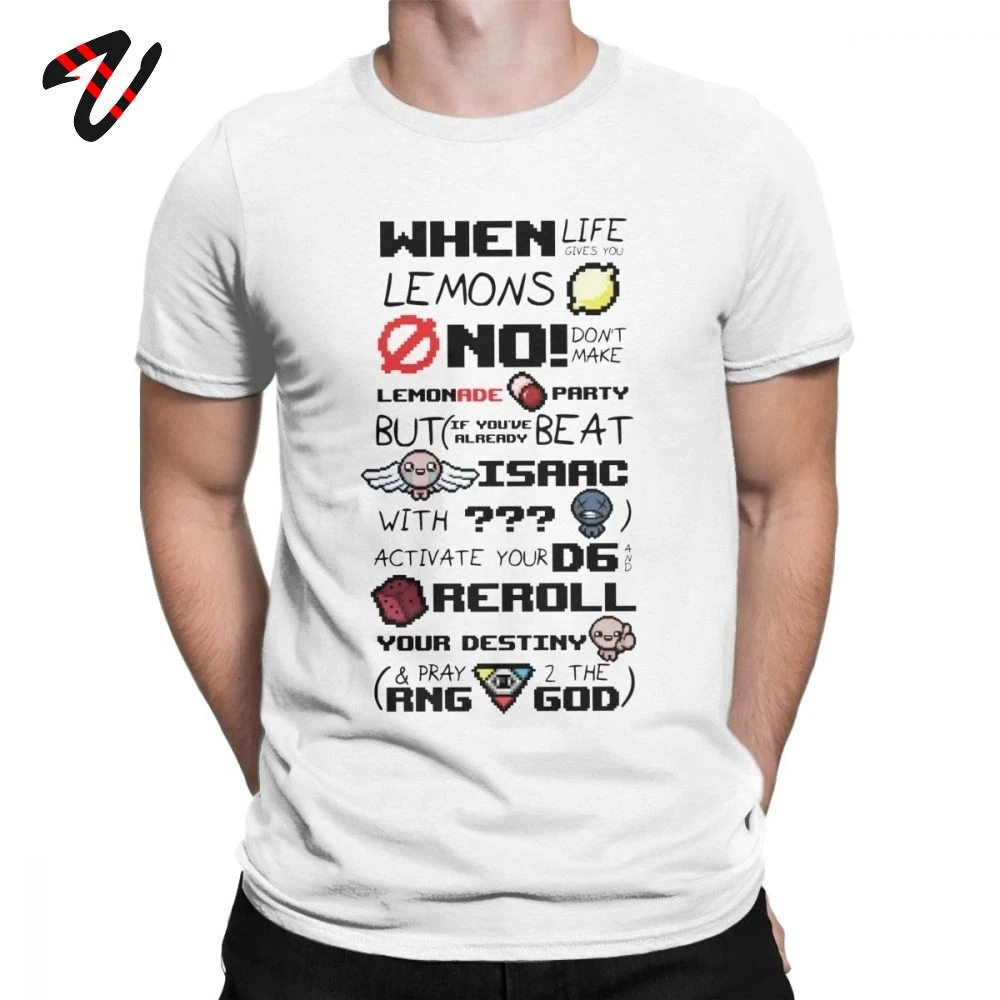 Funny The Binding Of Isaac T Shirts for Men T Shirts When Life Gives You Lemons Tee Shirts