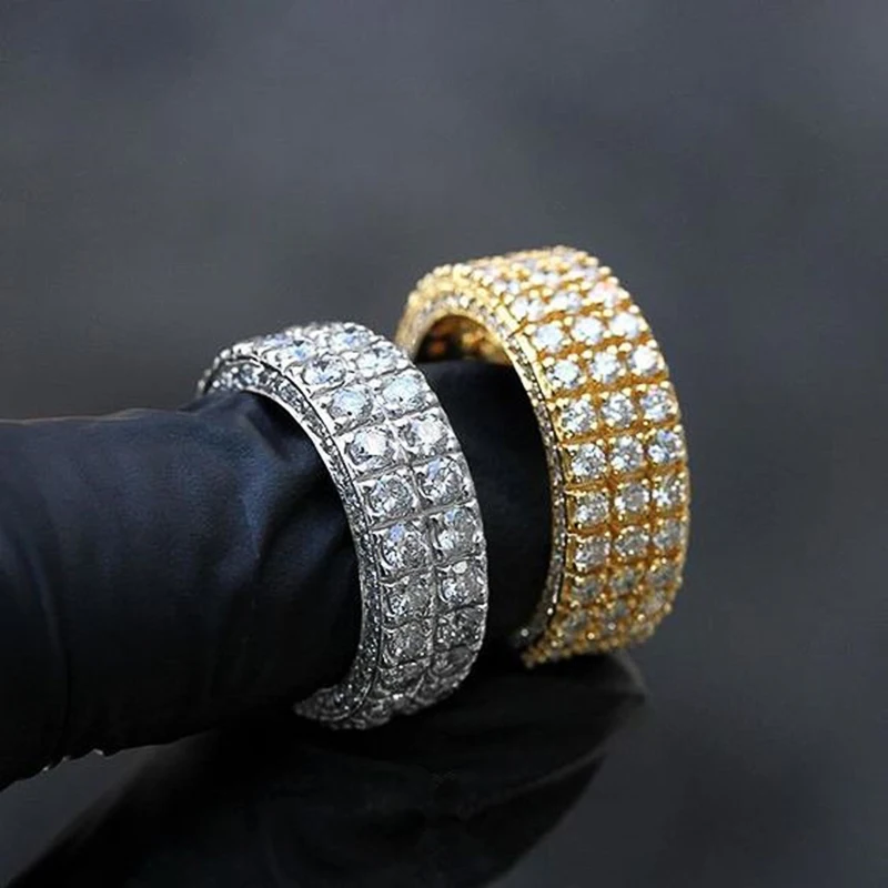 Huitan Luxus Gold Farbe/Silber Farbe Versprechen Ringe voll gepflastert cz Stein hochwertige Mode vielseitigen Hochzeits schmuck für Frauen