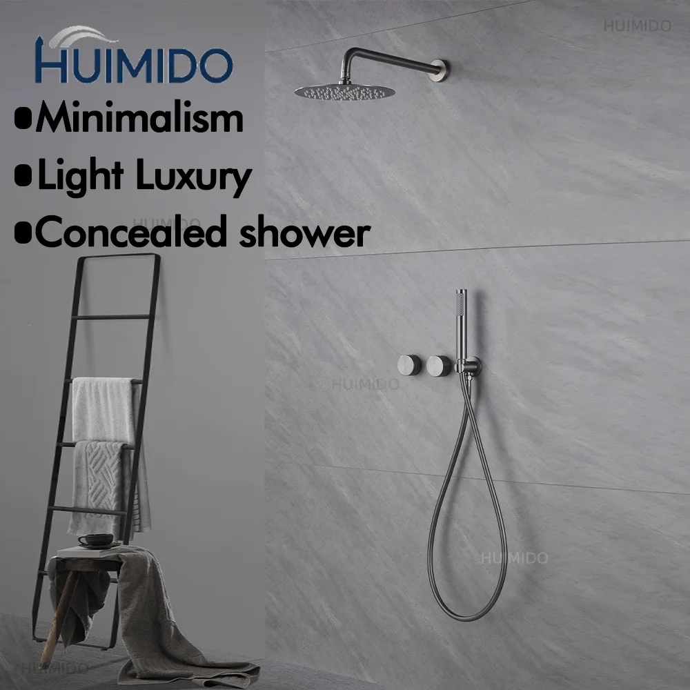 Bathroom Tap Wall Mounted 2 Ways Embedded Box 8-12 Inches Rainfall Round Handles Concealed Bathroom Mixer