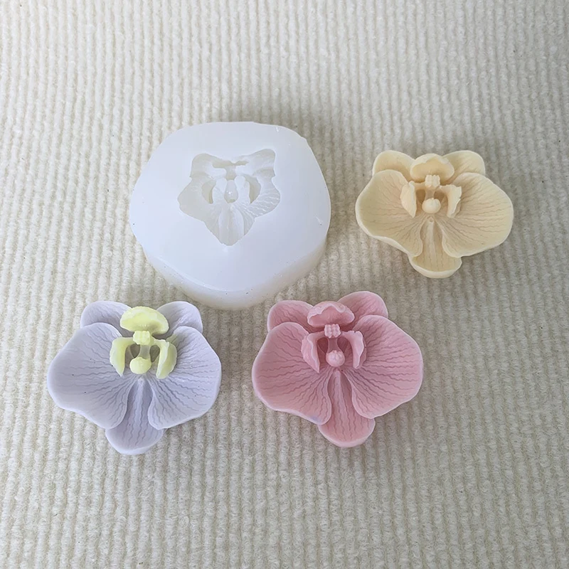Rose Flower Phalaenopsis Fondant Chocolate Jelly Cake 3D Simulation Orchid Silicone Mold Kitchen Baking Tool Decor Plaster Mould