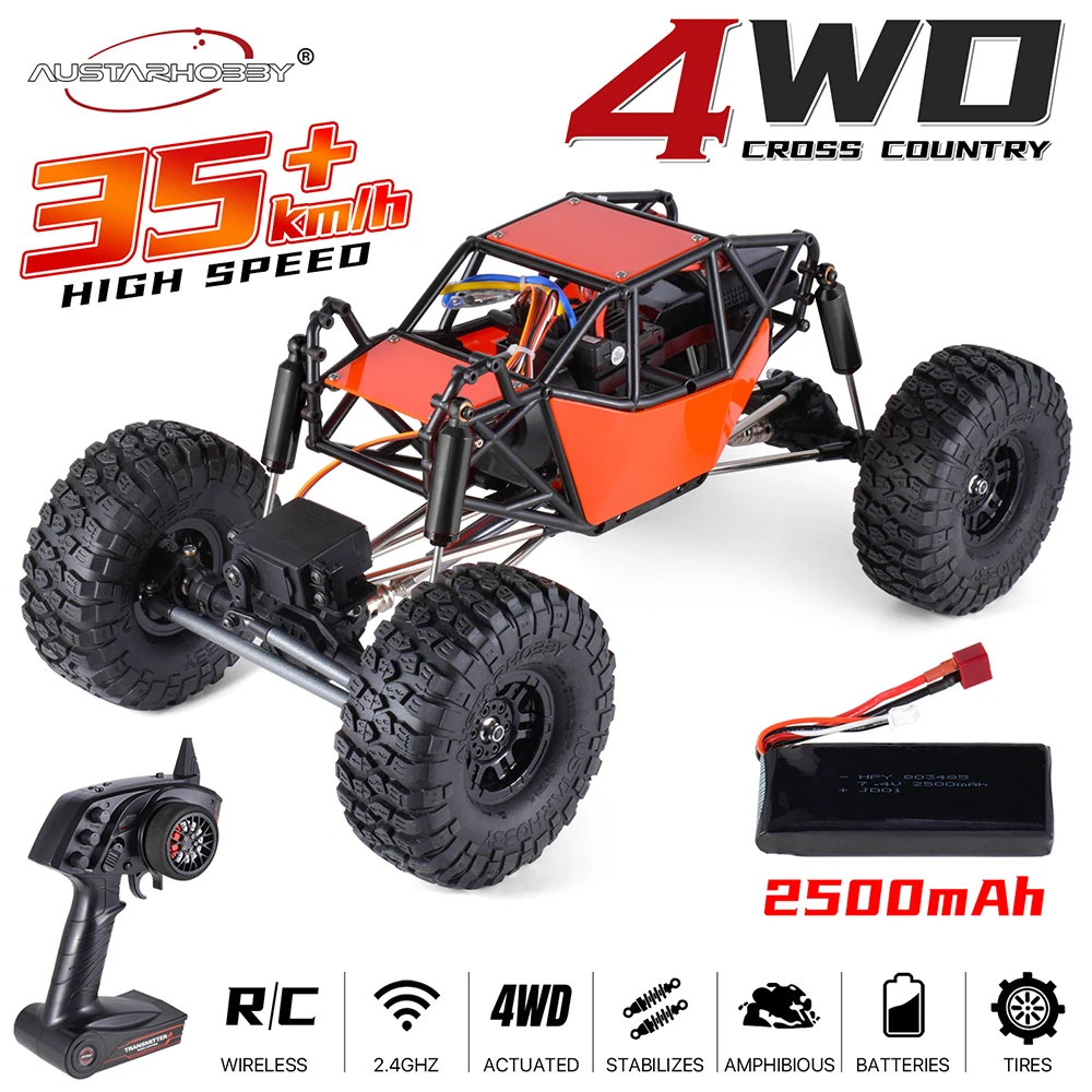 AUSTARHOBBY AX-8504 RC Car 1/10 4WD 2.4G Electric Crawler Climbing Frame Rock Buggy Chassis with Tube Roller Cage Truck Toys