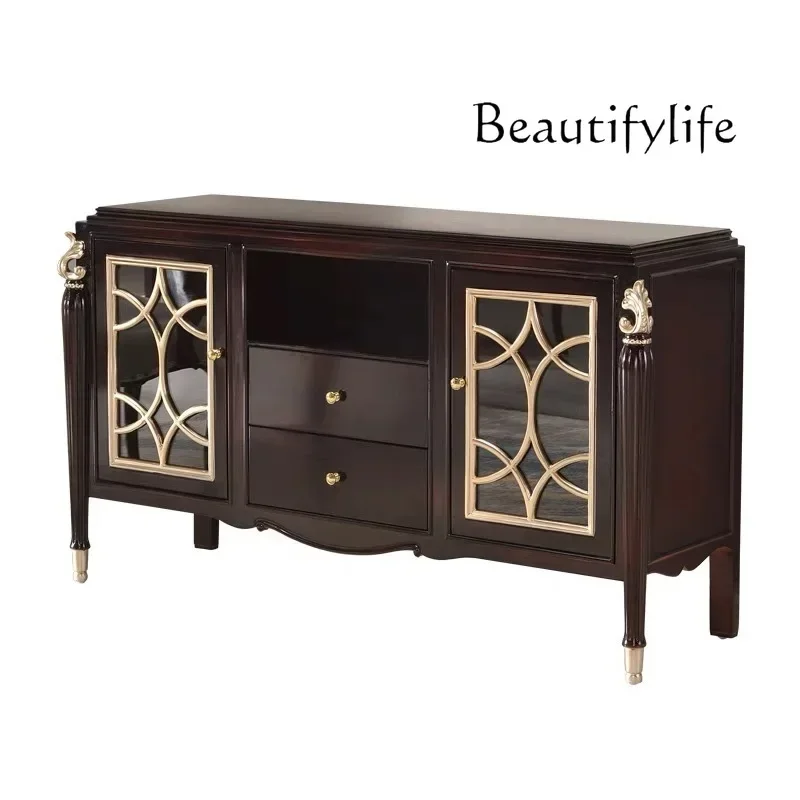 

yj9 Modern simple home custom dining side cabinet European solid wood living room entrance cabinet light luxury locker