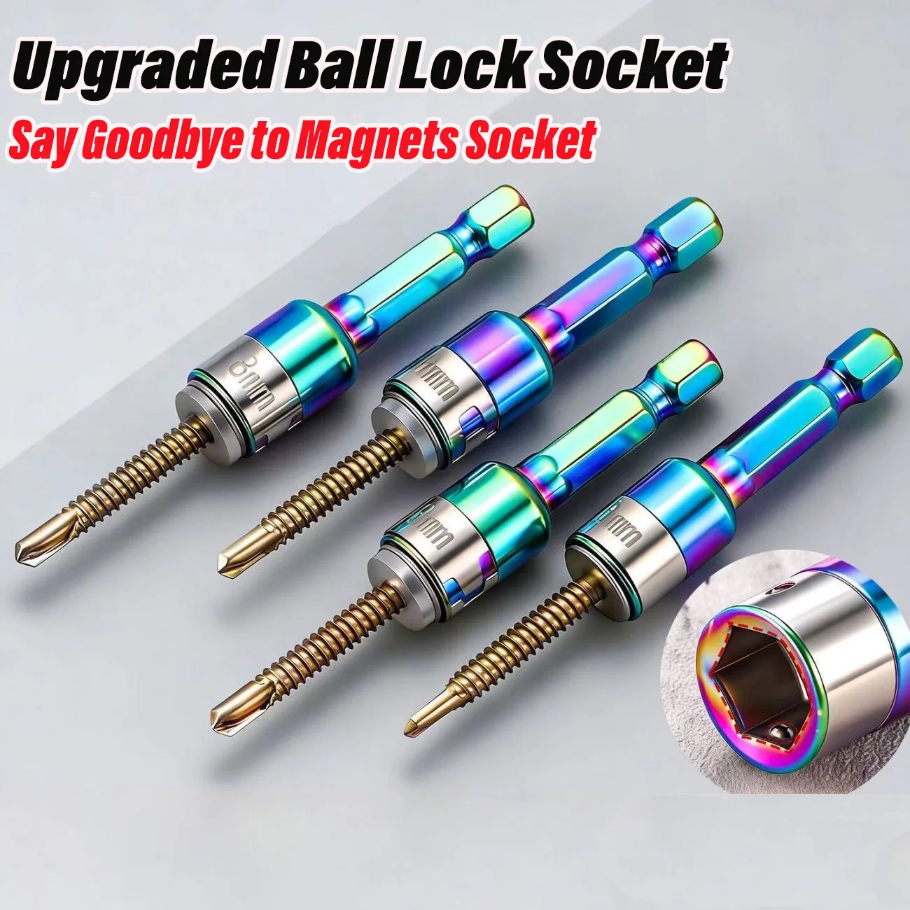 New Impact Socket Ball Lock Design Magnet-Free Hex Shank Socket Adapter Nut Screwdriver Power Drill Motorcycle Repair Tool