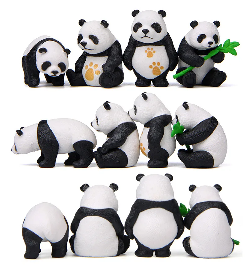 Animais da selva selvagem, modelo panda, estatueta colecionável, brinquedos para crianças, figuras de ação, presente divertido, decoração