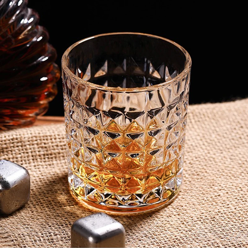 HeY LiLac 240ml Brilliant Bark Texture Glass Whiskey Straight Cup -Premium Barware for Home & Gift