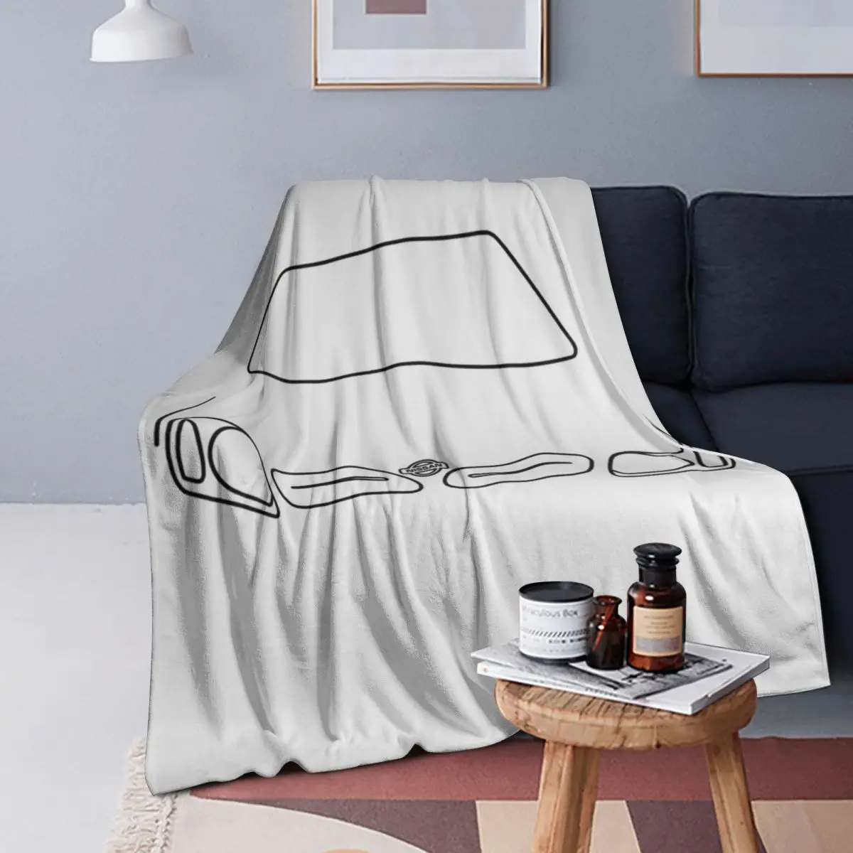 

Nissan Micra Outline Graphic Blanket Soft Warm Flannel Throw Blanket Plush for Bed Living room Picnic Travel Home Sofa