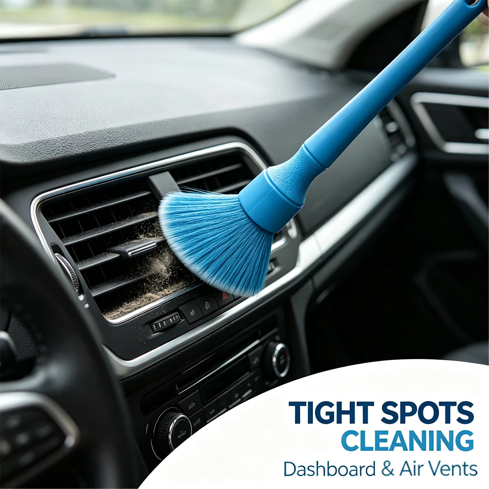 AUTOBRIGHT Car Detailing Brush with Ultra-Soft Bristles Auto Interior Cleaning Brush for Dashboard Air Vents Car Washing Beauty