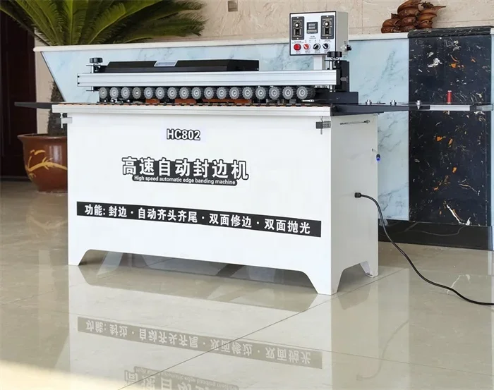 Economic automatic auto woodworking wood end cutting trimming polishing edge banding bander edgebander edging machine