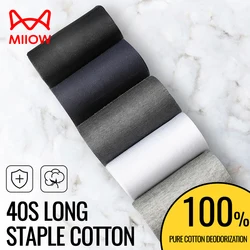 MiiOW 100% Pure Cotton Long Socks Men Black Business Dress Sock Antibacterial Anti Odor Crew Socks White Breathable Sport Sock