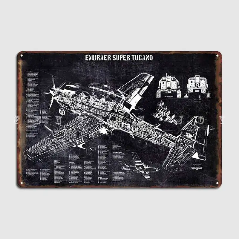 Embraer Super Tucano Metal Sign Club Home Pub Garage Classic Plaques Tin Sign Poster