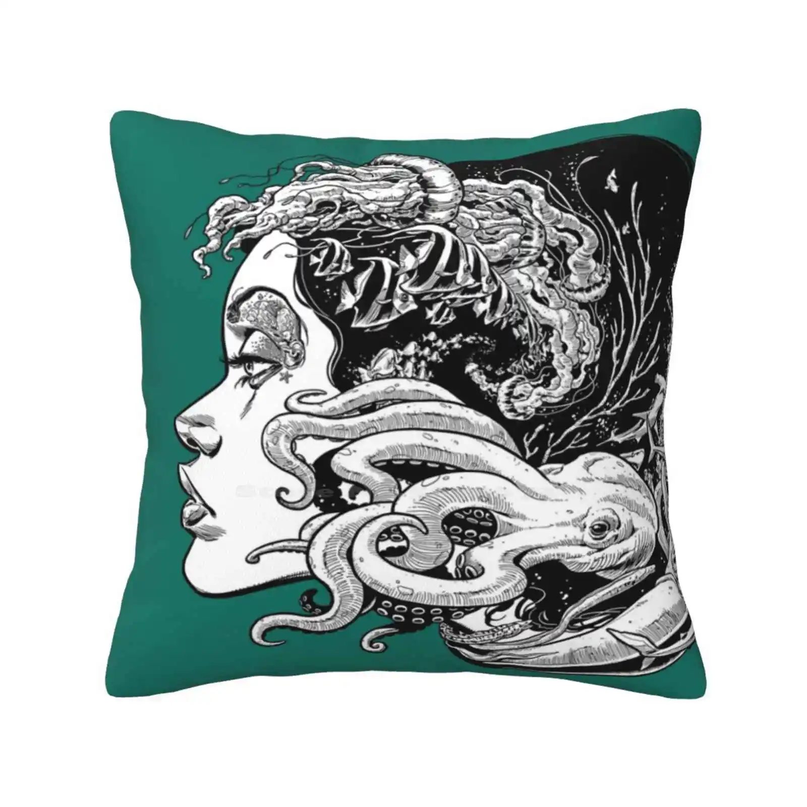 Poseidon'S Mistress Alternate Soft Comfortable Pillowcase Poseidon Mistress Ocean Octopus Squid Woman Beauty Profile Chris Wahl