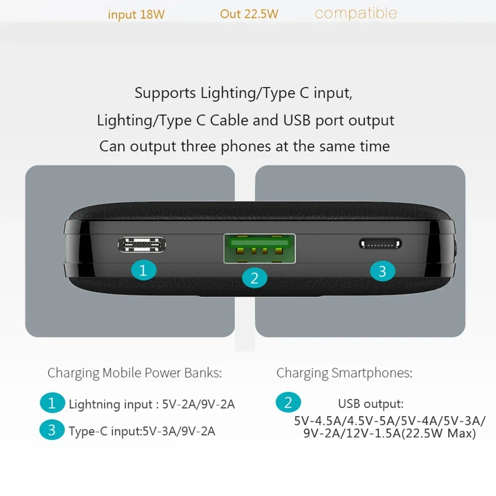 FERISING Built-in Cable Power bank 4A 5A VOOC Charger 10000mAh Portable Battery PD 20W/22.5W Powerbank for Oneplus 7 8 9 10 11 t