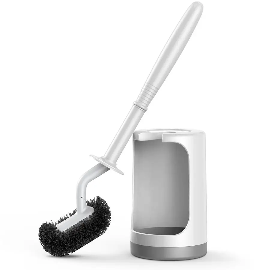 

Toilet Bowl Brush Holder Set Curved Design with Holder for Deep Cleaning Under Rim Compact Hidden Scrubber for Small Space Moder