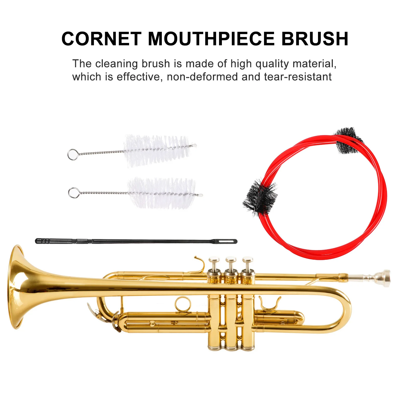 

4Pcs Cornet Cleaning Brush Set Safe Non-Scratch Snake Brush Cornet Maintenance Tool Trumpet Cleaning Accessories
