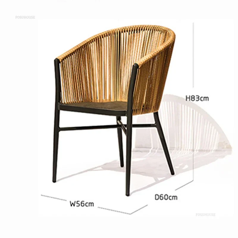 كراسي حديقة شرفة بسيطة في الهواء الطلق فناء PE كرسي من الخيزران حديقة كراسي الترفيه في الهواء الطلق طاولة وكرسي الإقامة المنزلية الإبداعية #5
