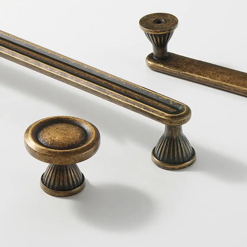 Antique Brass Vintage Charm with Solid Zinc Alloy Handles for Rustic Drawer and Cabinet Use