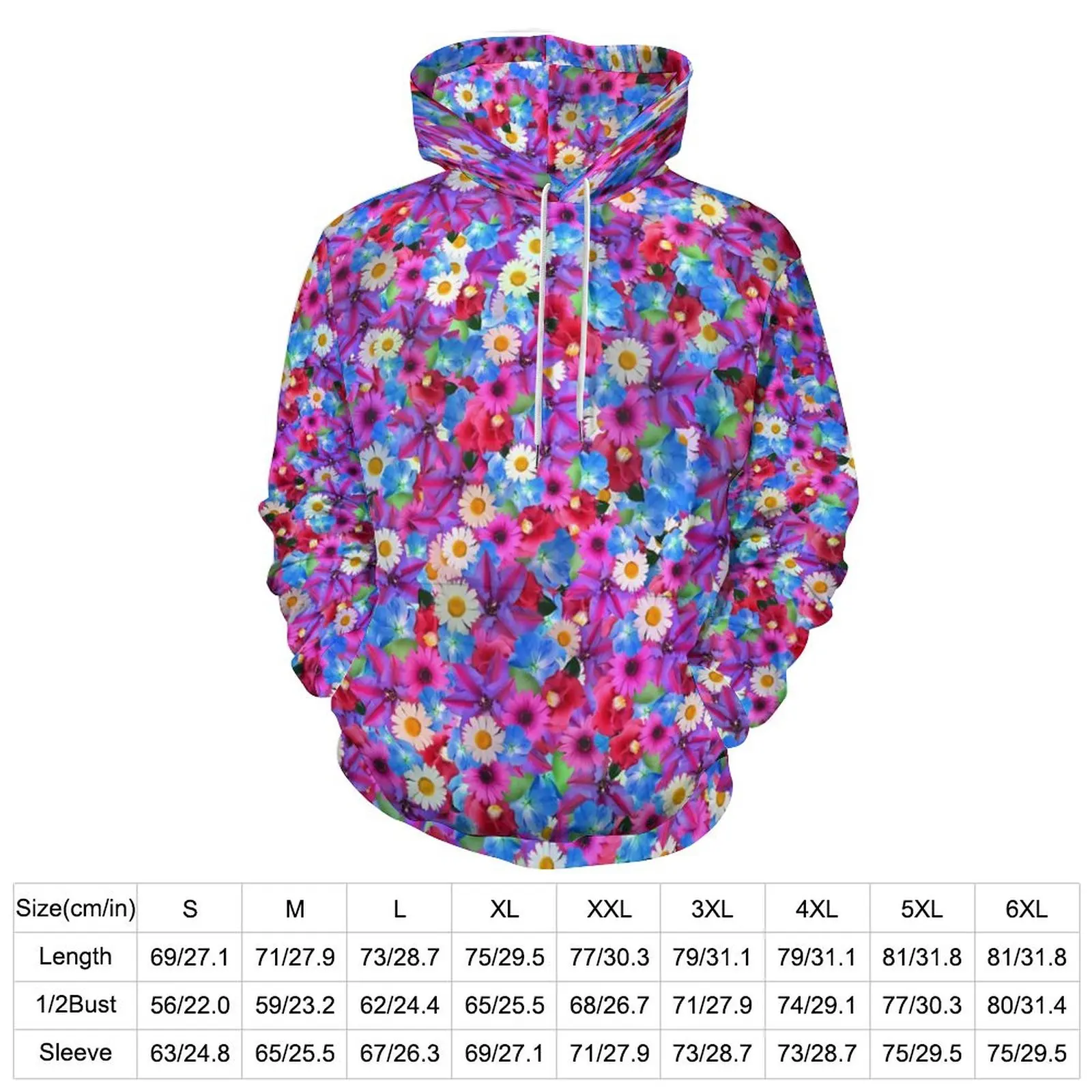 Flower Power Design Casual Hoodies Men Floral Aesthetic Custom Sweatshirts Spring Long-Sleeve Street Fashion Oversized Hoodie