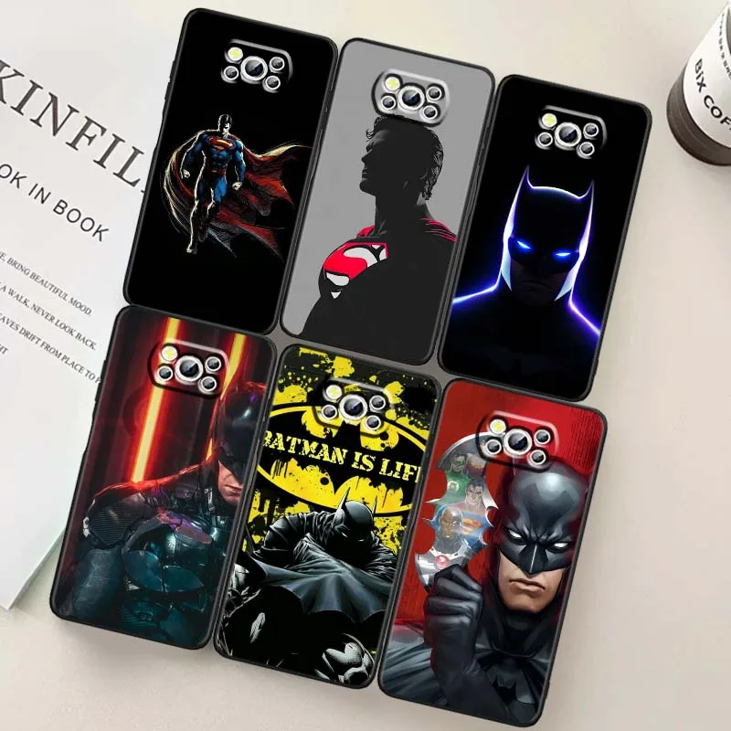 

B-Batmans S-Supermans Cool Phone Case For Xiaomi Mi Poco F3 F4 F5 F6 X3 X4 X5 X6 X7 M3 M4 M5s M5 M6 GT Pro 5G Black Cover