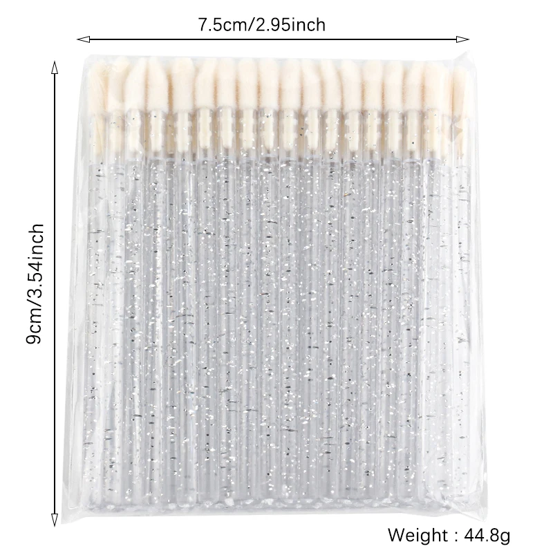 50 Uds. Hisopo de algodón para maquillaje de labios, aplicador desechable, cepillo para labios, limpiador de lápiz labial, varitas, accesorios cosméticos brillantes, cepillos de cristal