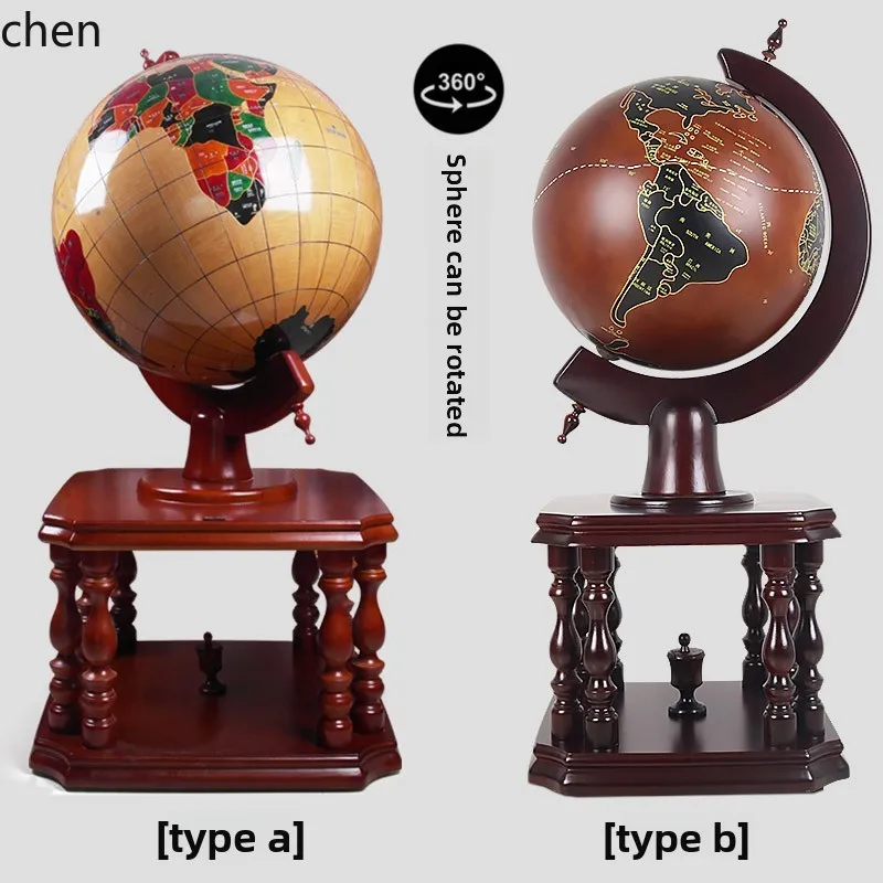 

LXC floor solid wood globe ornament handicrafts office living room light luxury decoration opening gift