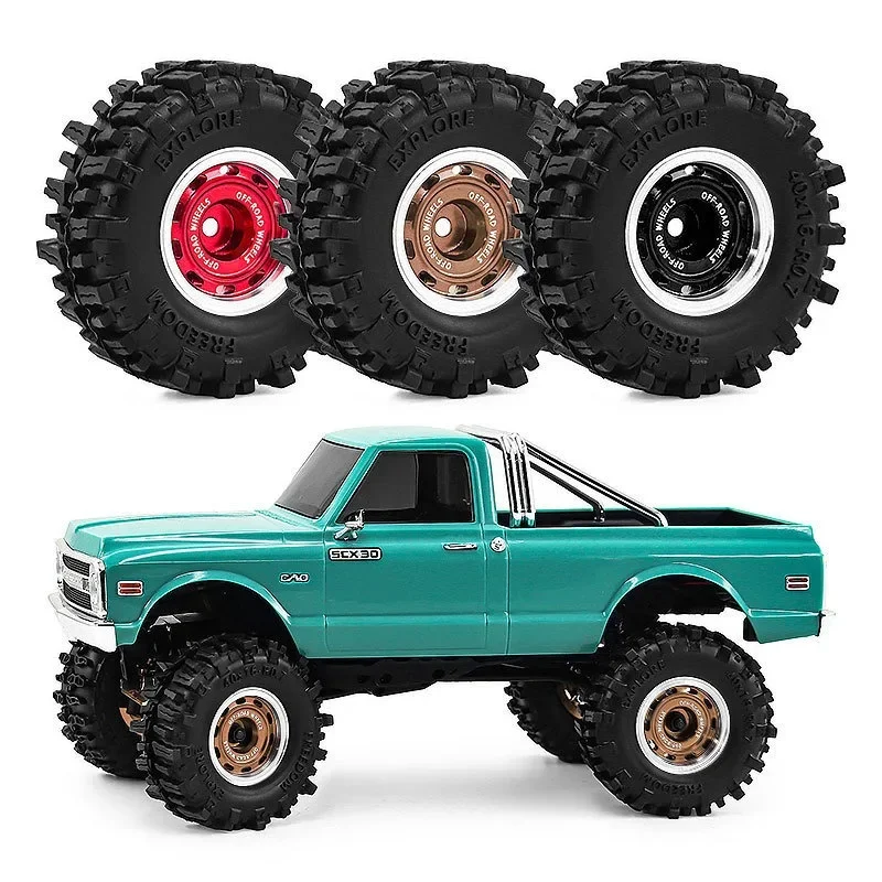 

4PCS 40mm 0.7 Inch Metal Beadlock Wheels and Tires Set For 1/30 RC Crawler Car SCX30 Ascent-32 Upgrade Parts Accessories