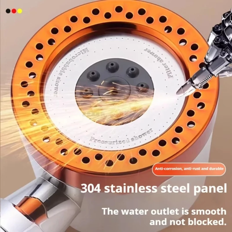 5 Spray ABS Portable Shower Head High Pressure Large Flow Spa Filtered Shower Heads with Stop Button Universal Bathroom Nozzle