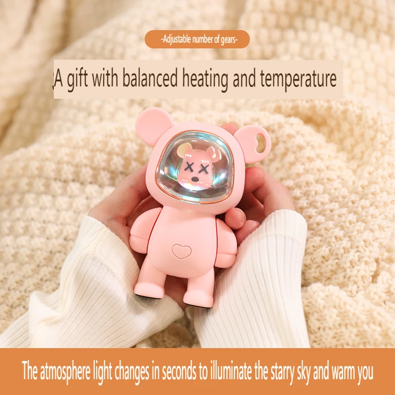 Warm Hand Space Bear shaped 2-in-1 Electric Hand Warmer USB Type-C Charging Hand Warmer Winter 1500mAh Mobile Power Silicone