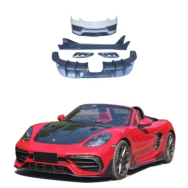 100% Fitment Carbon Fiber  Bodykit For Porsche 718 Front bumper Side skirt Fender vent cover Rear Diffuser