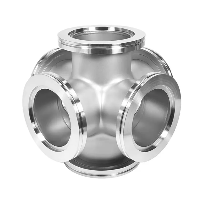 ISO200 6-Way Cross Adapter 304L SS HV Chamber Port Nut Bolt Flange
