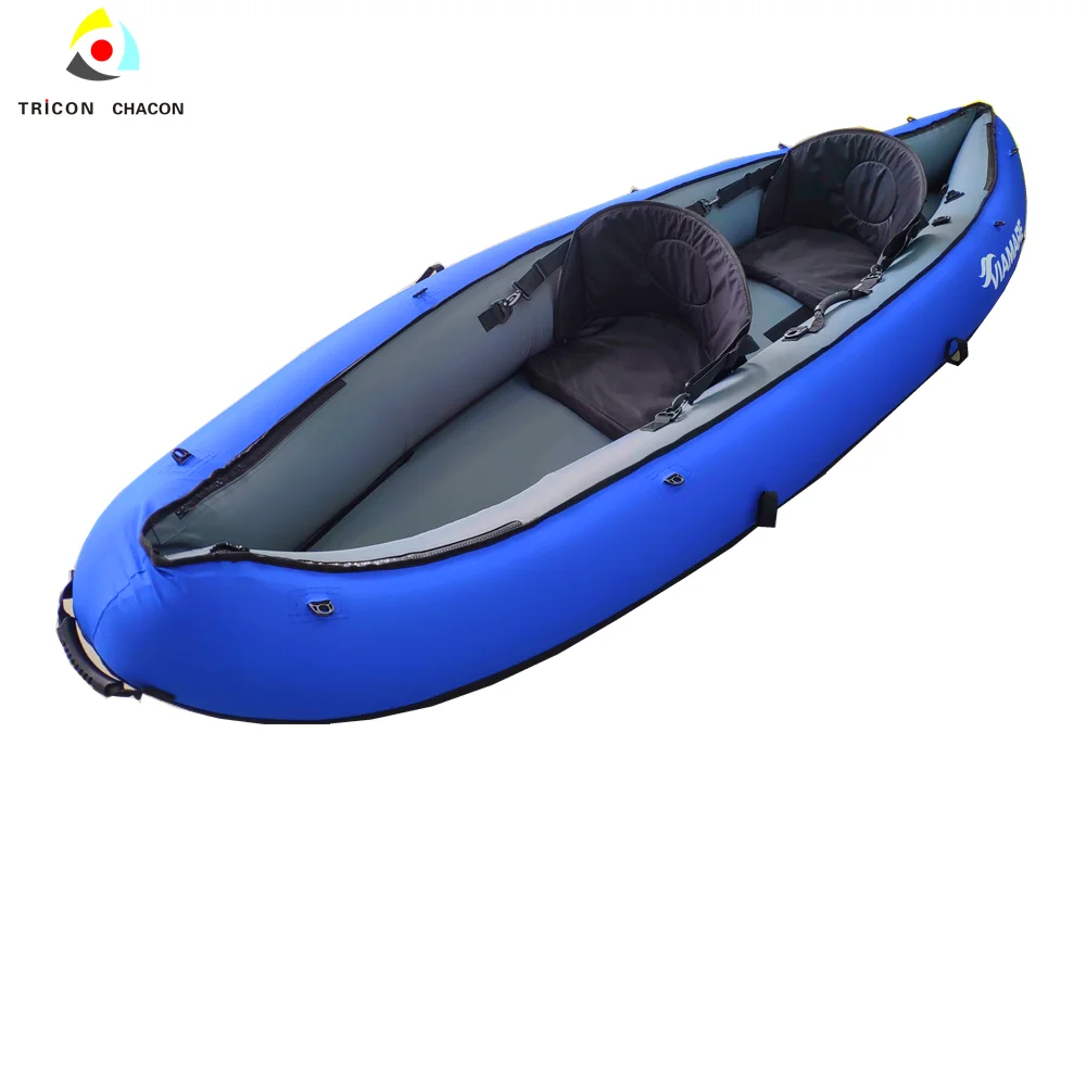 Kayak gonfiabile per 2 persone in PVC pesante antigraffio in plastica per sport acquatici fornito in fabbrica con nylon resistente