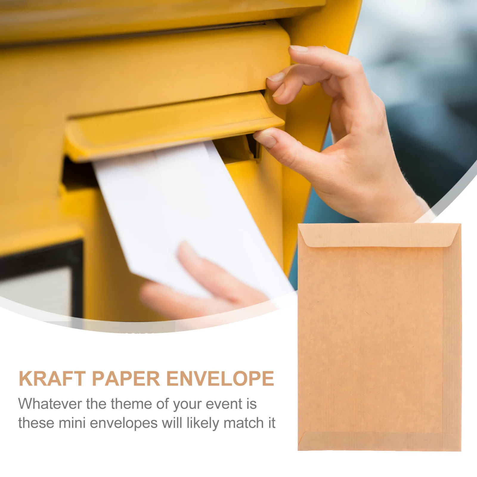 50pcs 229x162mm Kraft Paper Envelope Blank Classic Plain Color Envelopes for Office School Business Letter Storage Envelope (Lig