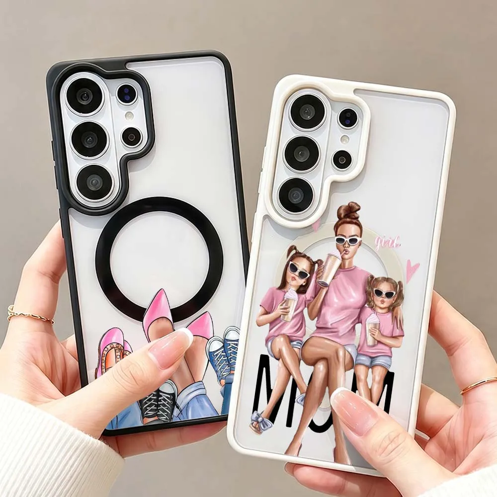 Роскошный чехол для телефона с рисунком Baby Mon для Samsung Galaxy S26 S25 S24 S23 FE Plus Ultra, магнитный чехол Magsafe с беспроводной зарядкой