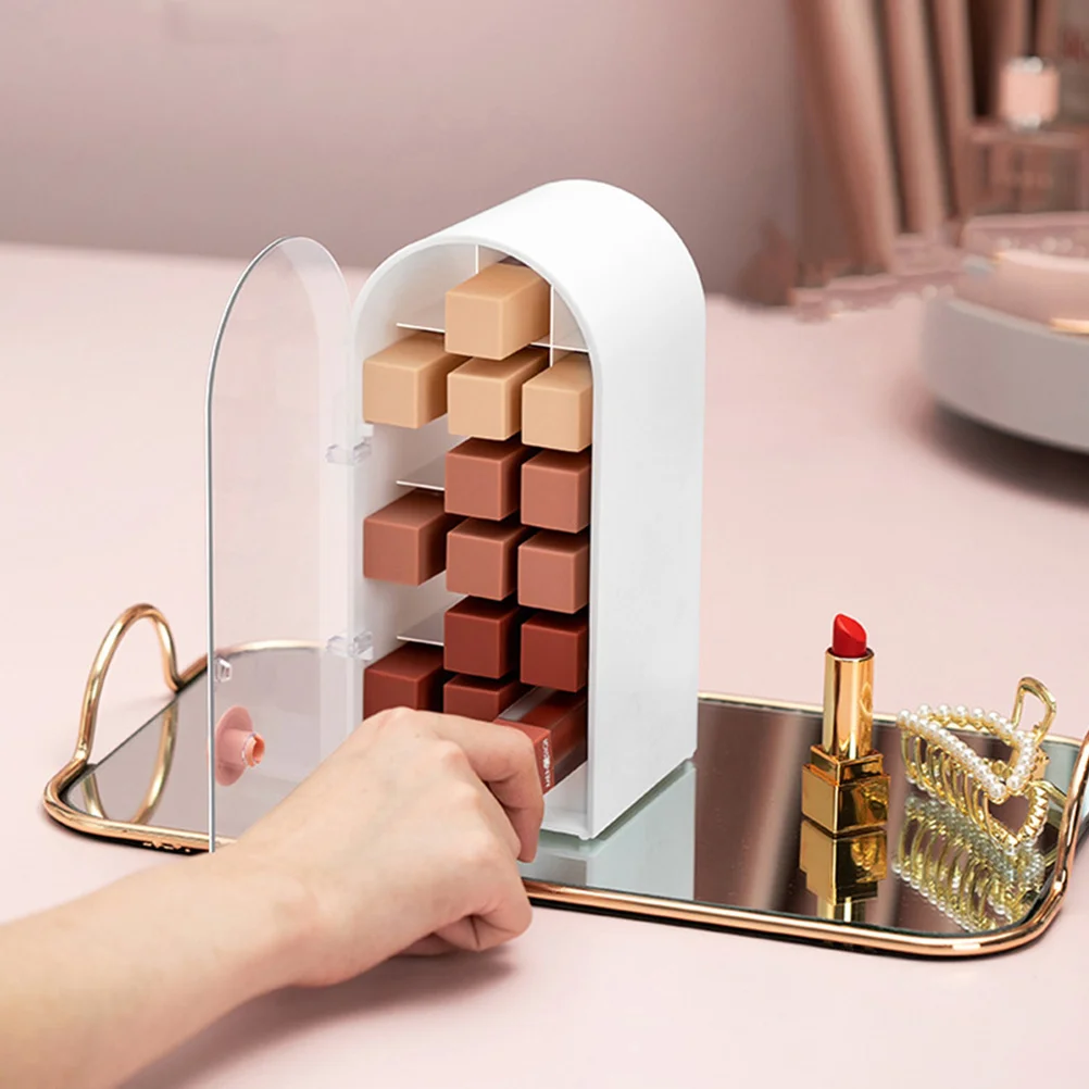 

1Pcs Dustproof Lipstick Holder Desktop Storage Box Transparent Cover Large Capacity Organizer Makeup Display