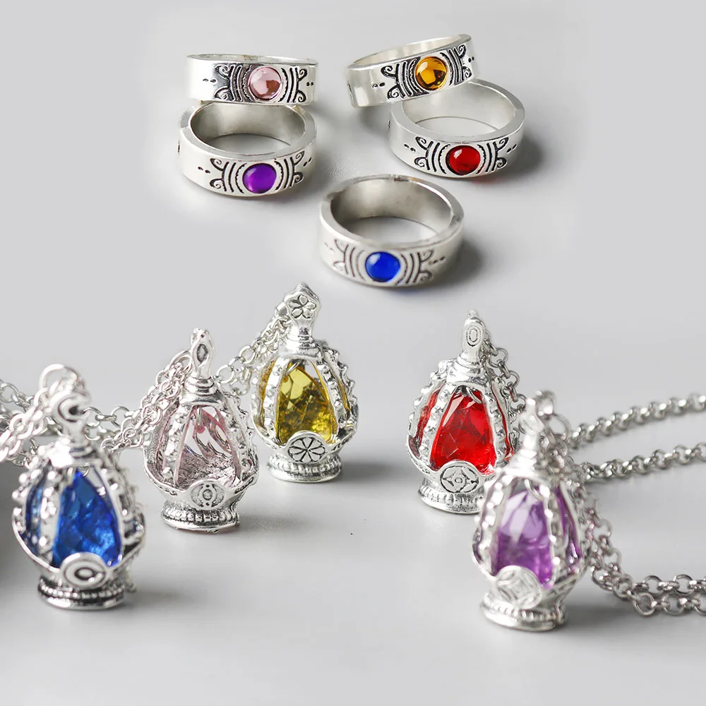 Un ensemble de bijoux d'inspiration anime Magical Girl, colliers et bagues, mignons et doux