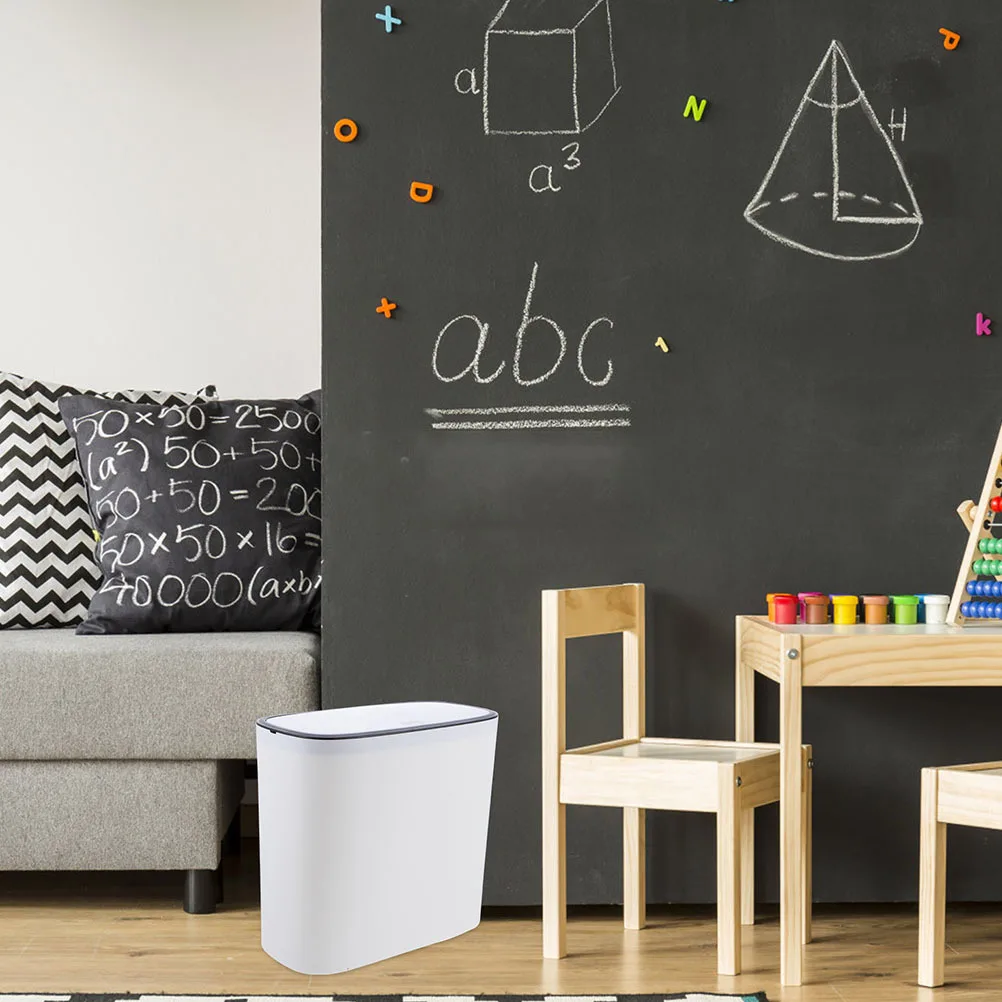 

Plastic Trash Can Press Type Waste Basket For Bathroom Bedroom Kitchen Large Capacity Garbage Container Covered Ash Bin Simple
