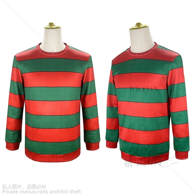 Halloween Cosplay Freddy Krueger Costume Cosplay maglione rosso strisce verdi per gli uomini abiti di Halloween Takerlama natale Anime